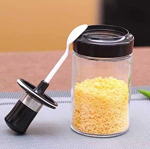 Airtight Seasoning Glass Jar with Attached Spoon – 250 ML (Pack of 1)