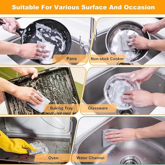 Multipurpose Wire Dishwashing Rags – Pack of 6