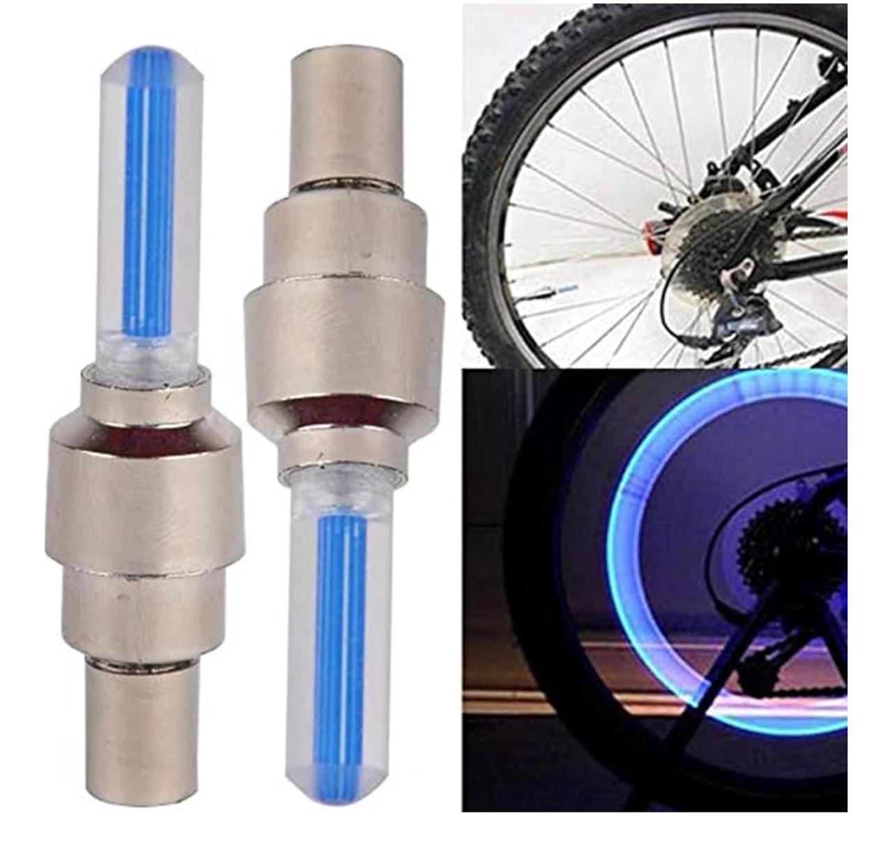 Bike Tyre LED Valve Cap Lights – Blue (Set of 2) with Motion Sensor