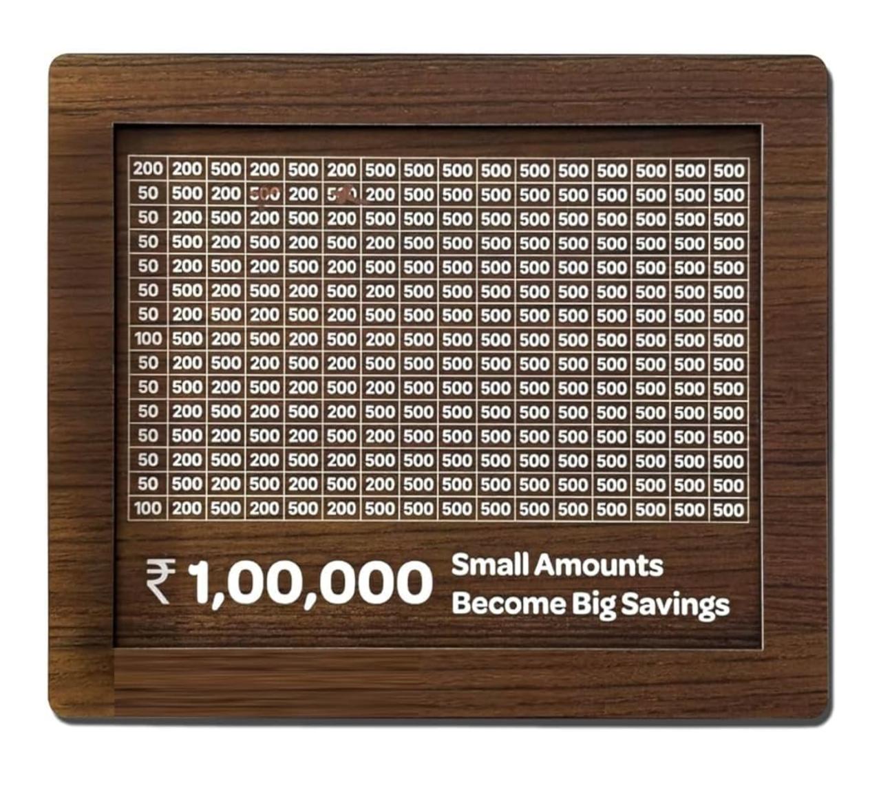 Wooden Money Saving Box – ₹1 Lakh Target Coin Bank with Tracker