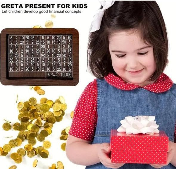 Wooden Money Saving Box – ₹1 Lakh Target Coin Bank with Tracker