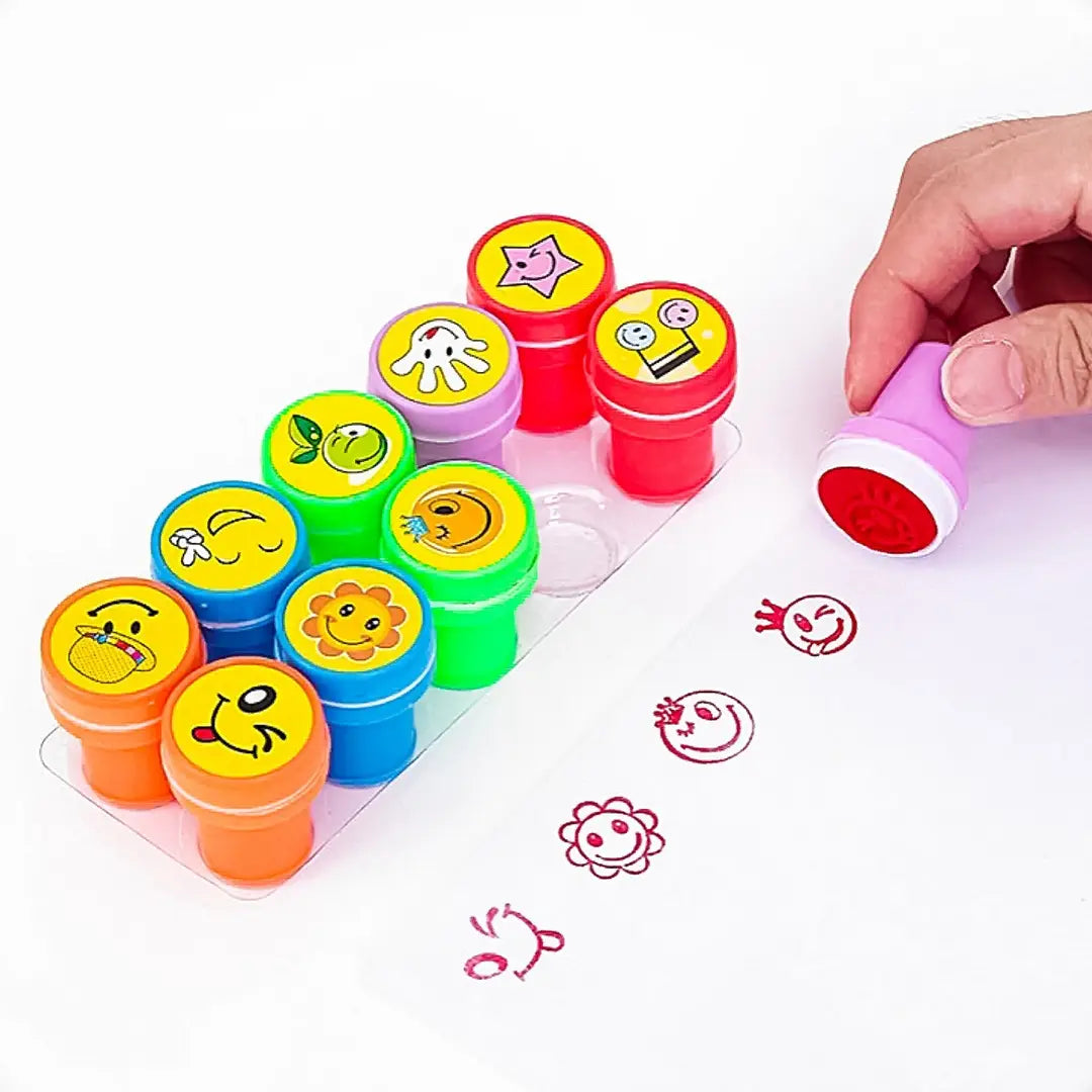 Emoji Stamps for Kids – Set of 10 | Self-Inking Rubber Stamps for Fun & Learning