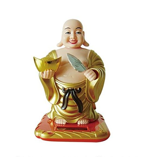 Feng Shui Solar Swing Laughing Buddha – 6" Decor Piece