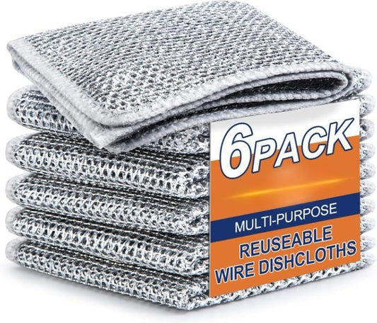 Multipurpose Wire Dishwashing Rags – Pack of 6