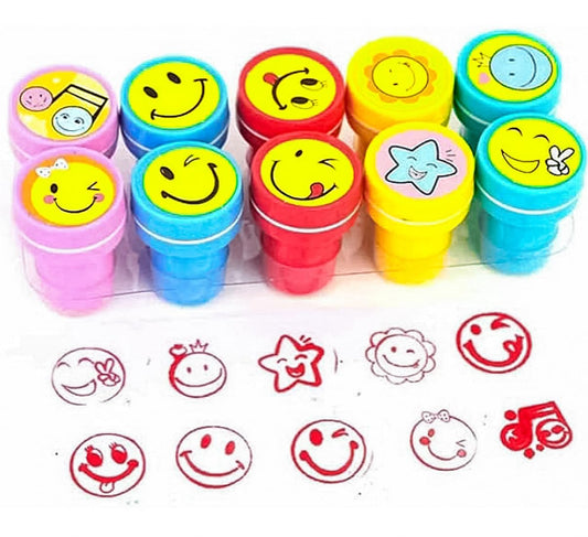 Emoji Stamps for Kids – Set of 10 | Self-Inking Rubber Stamps for Fun & Learning