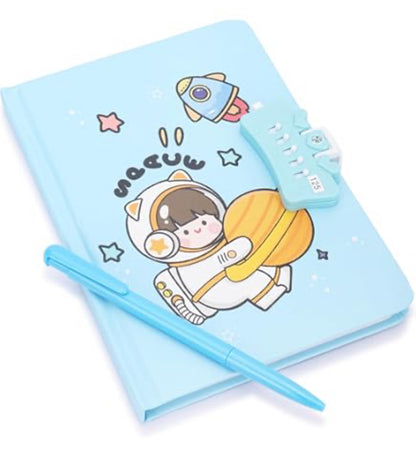 Cartoon Character Secret Diary with Password Lock | Travel Journal with Pen