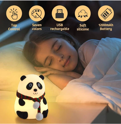 Panda Silicone Touch Lamp – 7 Color Changing LED Night Light | Rechargeable & Kid-Friendly