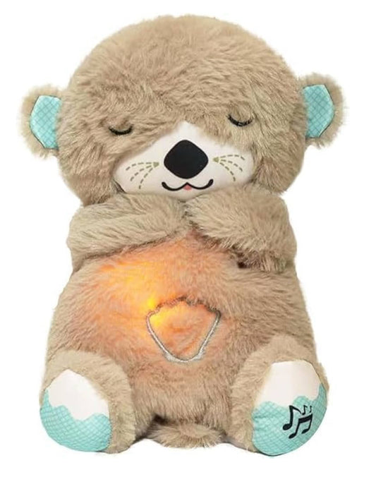 Breathing Teddy Sleep Soother with Light & Music – Plush Baby Calming Toy (Beige)