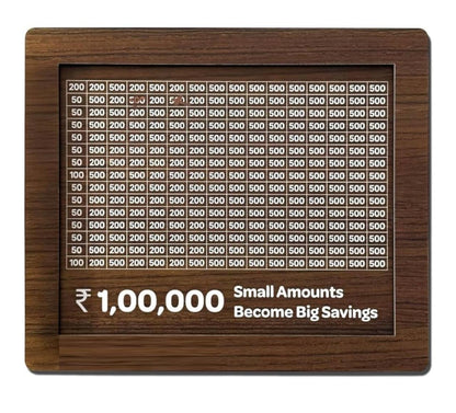 Wooden Money Saving Box – ₹1 Lakh Target Coin Bank with Tracker