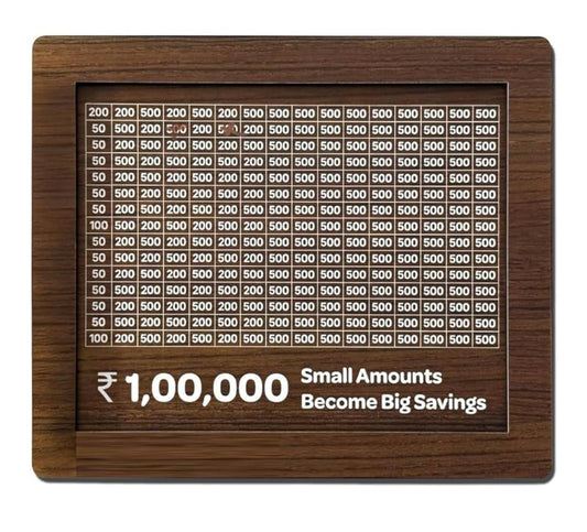 Wooden Money Saving Box – ₹1 Lakh Target Coin Bank with Tracker