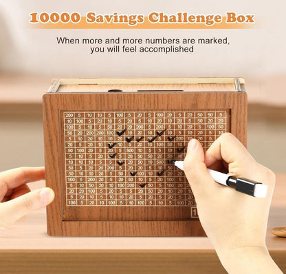 Wooden Money Saving Box – ₹1 Lakh Target Coin Bank with Tracker