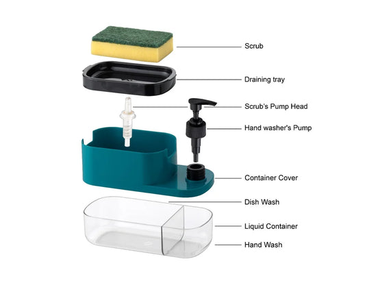 3-in-1 Soap Dispenser with Sponge Holder | Kitchen & Bathroom